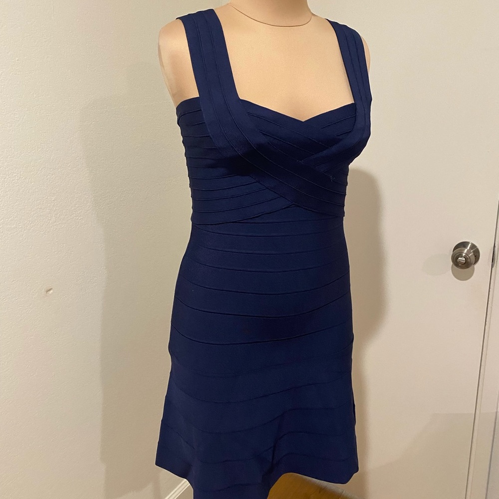 Herve Leger Navy Bandage Dress L